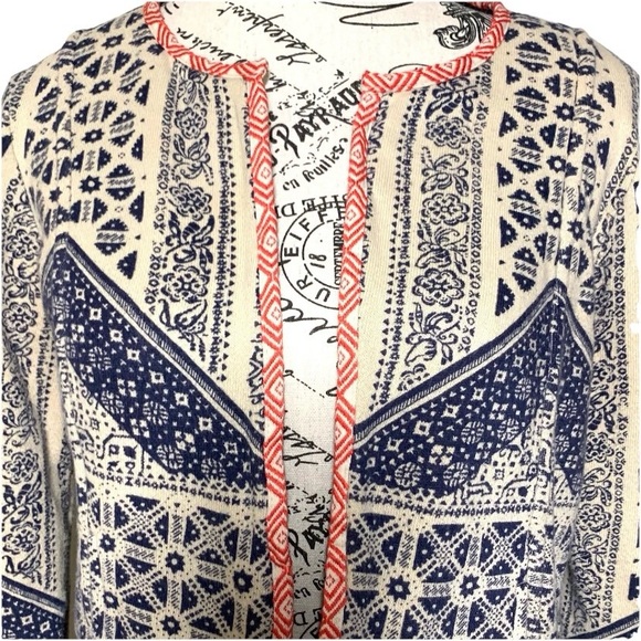 Lucky Lotus Lucky Brand 100% Cotton Open Front Antik Batik Jacket Sz M - Picture 4 of 9
